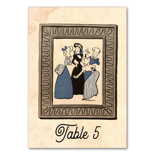 ヴィンテージレトロおもしろい50年代漫画素朴結婚の テーブルナンバー (裏面)