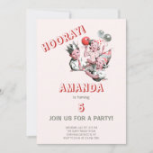 ヴィンテージレトロおもしろい50s子供誕生日パーティー 招待状 (正面)