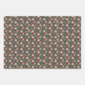 ヴィンテージレトロかわいいクリスマスグリーン ラッピングペーパーシート (正面3)