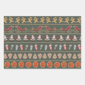 ヴィンテージレトロかわいいクリスマスグリーン ラッピングペーパーシート (正面2)