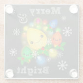 ヴィンテージレトロかわいいクリスマスライト ガラスコースター (裏面)