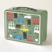 ヴィンテージレトロかわいいクールスクールドードル車 メタルランチボックス (裏面)