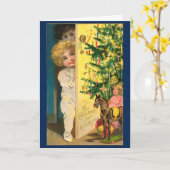 ヴィンテージレトロかわいいチャストマスキッズカスタムメッセージ カード (黄色い花)