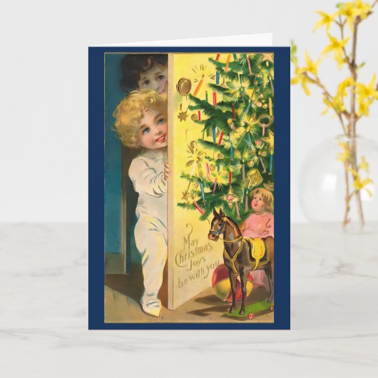 ヴィンテージレトロかわいいチャストマスキッズカスタムメッセージ カード (黄色い花)