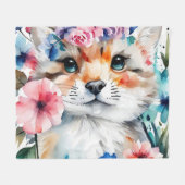 ヴィンテージレトロかわいいデザイン 子供へ フリースブランケット (正面(横))