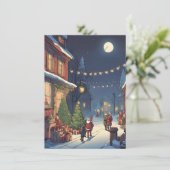 ヴィンテージレトロかわいい水色メリークリスマスクリスマス シーズンカード (スタンド正面)