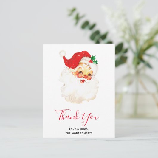 ヴィンテージレトロすてきオールドサンタクロースありがとう ポストカード (スタンド正面)