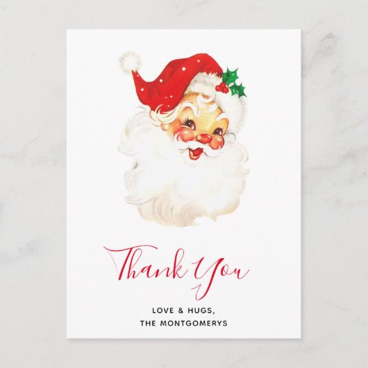 ヴィンテージレトロすてきオールドサンタクロースありがとう ポストカード (正面)