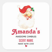 ヴィンテージレトロすてきオールドサンタクロースろうそく又は石鹸 スクエアシール (正面)