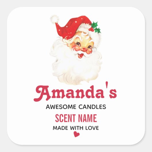 ヴィンテージレトロすてきオールドサンタクロースろうそく又は石鹸 スクエアシール (正面)