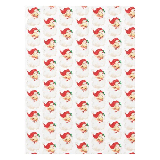 ヴィンテージレトロすてきオールドサンタクロースクリスマスパターン テーブルクロス (正面)