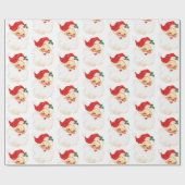ヴィンテージレトロすてきオールドサンタクロースクリスマスパターン ラッピングペーパー (フラット)