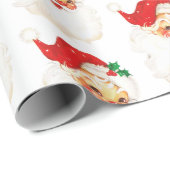 ヴィンテージレトロすてきオールドサンタクロースクリスマスパターン ラッピングペーパー (ロールコーナー)