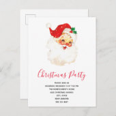 ヴィンテージレトロすてきオールドサンタクロースクリスマスパーティー インビテーションポストカード (正面/裏面)