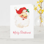 ヴィンテージレトロすてきオールドサンタクロース カード (黄色い花)