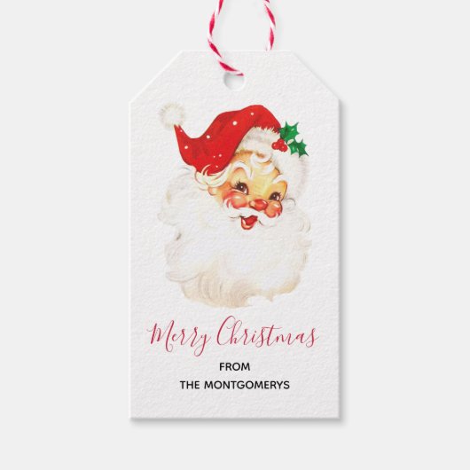 ヴィンテージレトロすてきオールドサンタクロース ギフトタグ (正面)