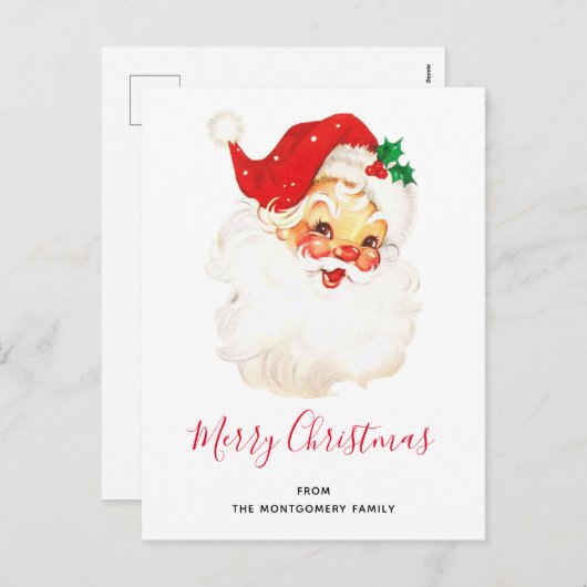 ヴィンテージレトロすてきオールドサンタクロース シーズンポストカード (正面/裏面)