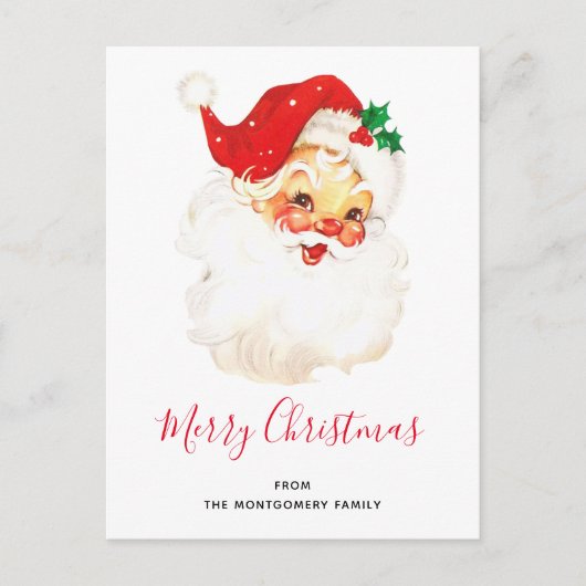 ヴィンテージレトロすてきオールドサンタクロース シーズンポストカード (正面)