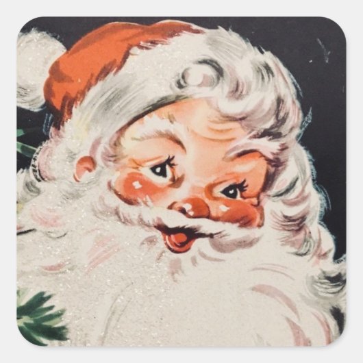 ヴィンテージレトロすてきオールドサンタクロース スクエアシール (正面)