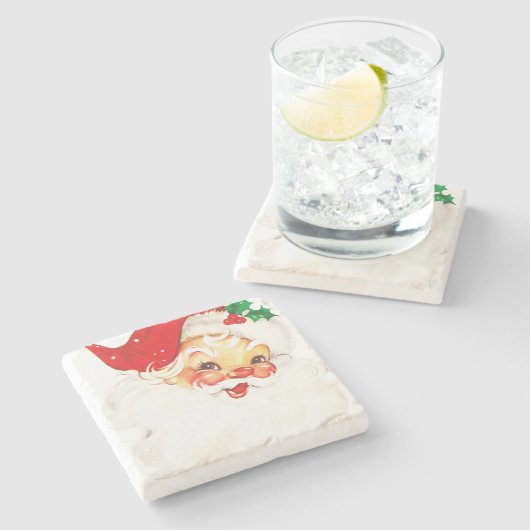 ヴィンテージレトロすてきオールドサンタクロース ストーンコースター (横)