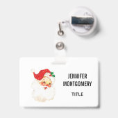 ヴィンテージレトロすてきオールドサンタクロース バッジ (裏面（伸縮クリップ）)