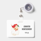 ヴィンテージレトロすてきオールドサンタクロース バッジ (正面（伸縮クリップ）)