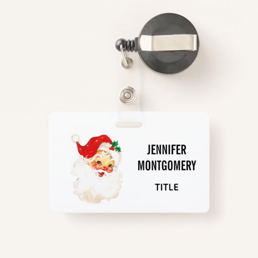 ヴィンテージレトロすてきオールドサンタクロース バッジ (裏面リトラクタブル付き)