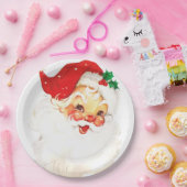 ヴィンテージレトロすてきオールドサンタクロース ペーパープレート (パーティー)