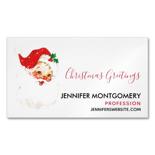 ヴィンテージレトロすてきオールドサンタクロース マグネット名刺 (正面)