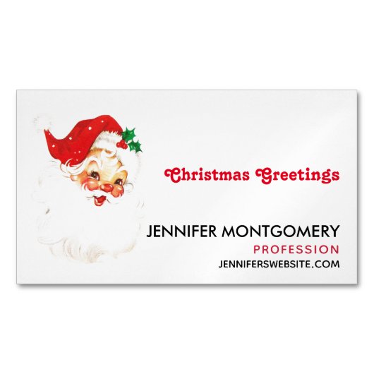 ヴィンテージレトロすてきオールドサンタクロース マグネット名刺 (正面)