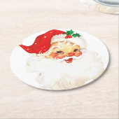 ヴィンテージレトロすてきオールドサンタクロース ラウンドペーパーコースター (アングル)