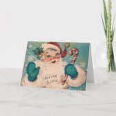 ヴィンテージレトロすてきサンタウィズキャンディーケインカスタム シーズンカード (正面)