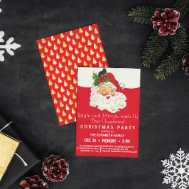 ヴィンテージレトロすてきサンタクロースクリスマスパーティー 招待状