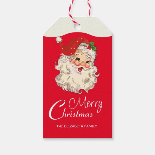 ヴィンテージレトロすてきサンタクロース ギフトタグ (正面)
