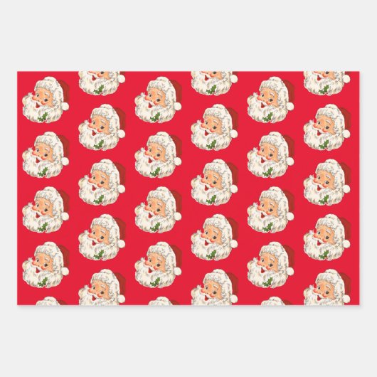 ヴィンテージレトロすてきサンタクロース ラッピングペーパーシート (正面)