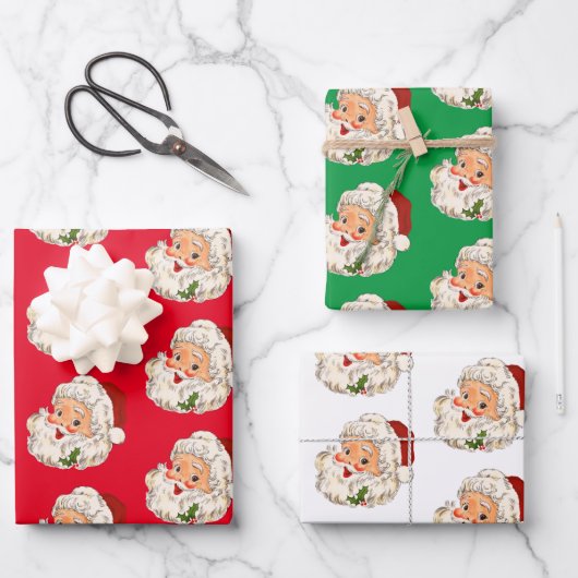 ヴィンテージレトロすてきサンタクロース ラッピングペーパーシート (正面)