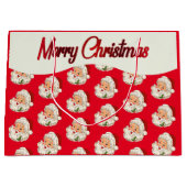 ヴィンテージレトロすてきサンタクロース ラージペーパーバッグ (正面)