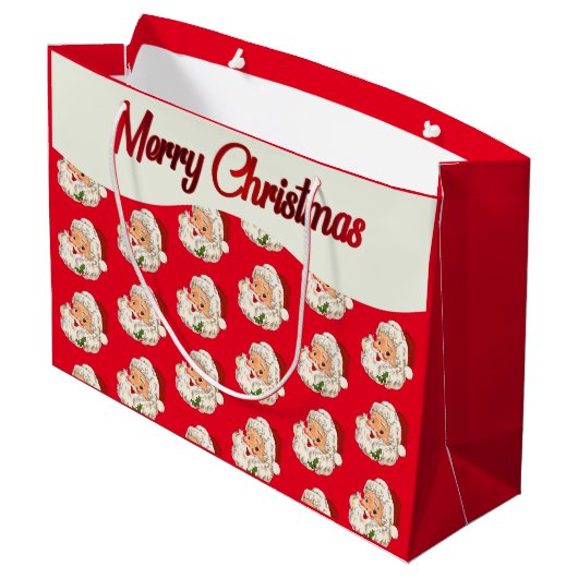 ヴィンテージレトロすてきサンタクロース ラージペーパーバッグ (裏面アングル)