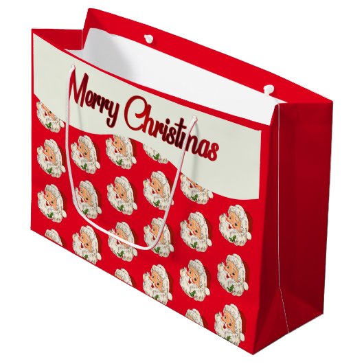 ヴィンテージレトロすてきサンタクロース ラージペーパーバッグ (正面アングル)