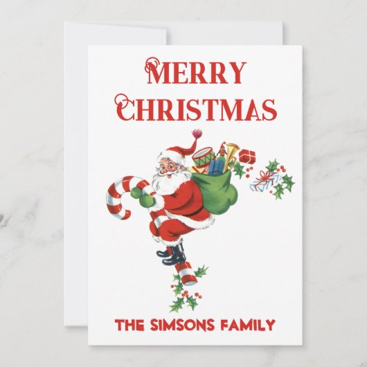 ヴィンテージレトロすてきサンタメリークリスマス シーズンカード (正面)