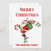 ヴィンテージレトロすてきサンタメリークリスマス シーズンカード (正面/裏面)
