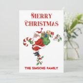 ヴィンテージレトロすてきサンタメリークリスマス シーズンカード (スタンド正面)