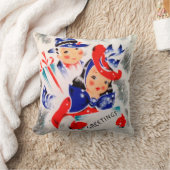 ヴィンテージレトロなカップルのクリスマスホームデコ枕 クッション (ブランケット)