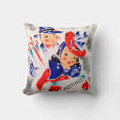 ヴィンテージレトロなカップルのクリスマスホームデコ枕 クッション (正面)