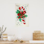 ヴィンテージレトロなキャンディーケーンクリスマスポスター ポスター (キッチン)