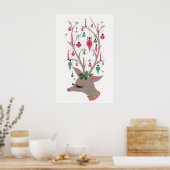 ヴィンテージレトロなクリスマスのトナカイのポスター ポスター (キッチン)