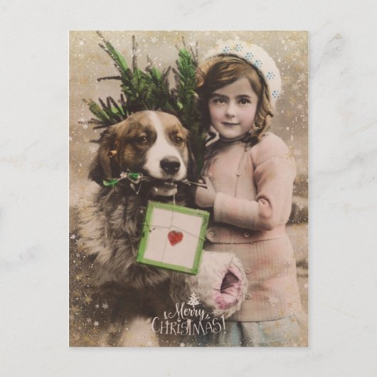 ヴィンテージレトロなクリスマスの休日のハガキ シーズンポストカード (正面)