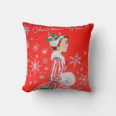 ヴィンテージレトロなクリスマスの女性の家の装飾の枕 クッション (正面)