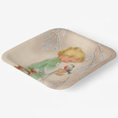 ヴィンテージレトロなクリスマスの子供の鹿鳥のパーティープレート ペーパープレート (傾斜あり)