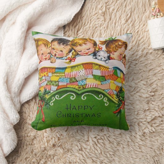ヴィンテージレトロなクリスマスキッズルームの装飾の枕 クッション (ブランケット)